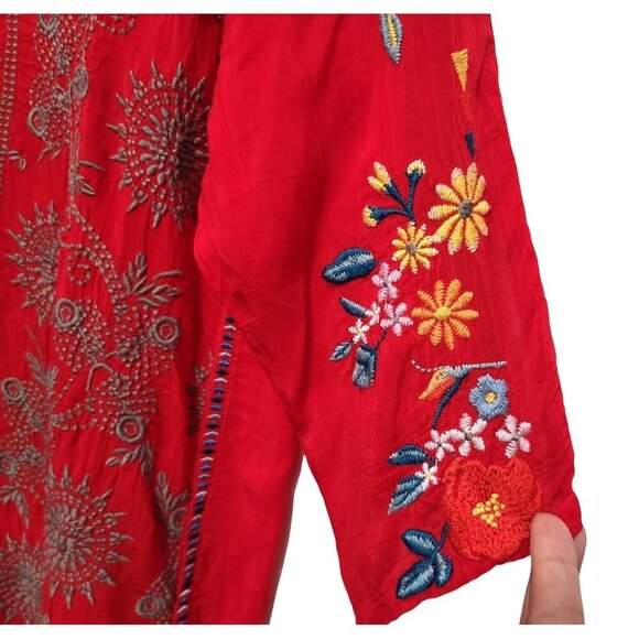JOHNNY WAS Zillia Embroidered Top Boho Floral Tunic - Picture 14 of 17